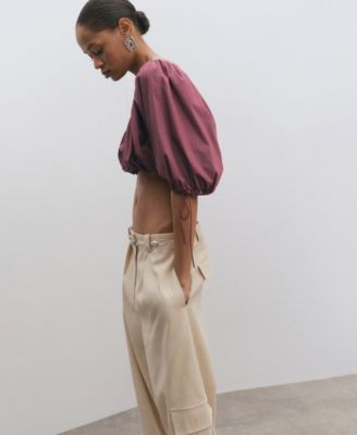 Women's Puff-Sleeved Cropped Blouse