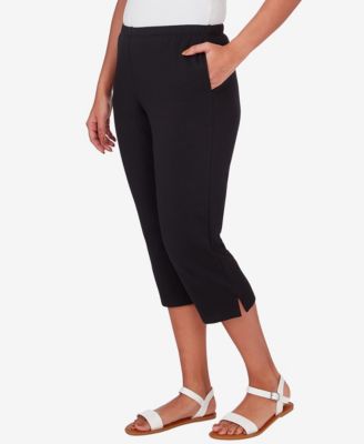 Petite Elastic Waist French Terry Capri Pants