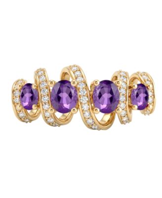 Amethyst (7/8 ct. t.w.) & Lab Grown White Sapphire (1/4 ct. t.w.) Ring in 14k Gold Over Sterling Silver (Also Available in Multi-Stones)