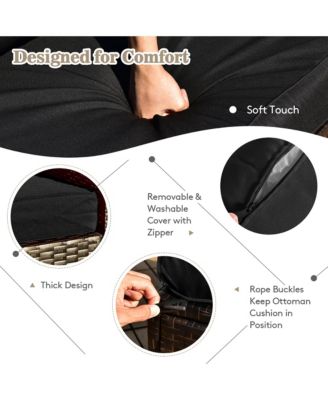 8PCS Patio Rattan PE Wicker Conversation Set All-Weather Furniture Set w/ Cushions