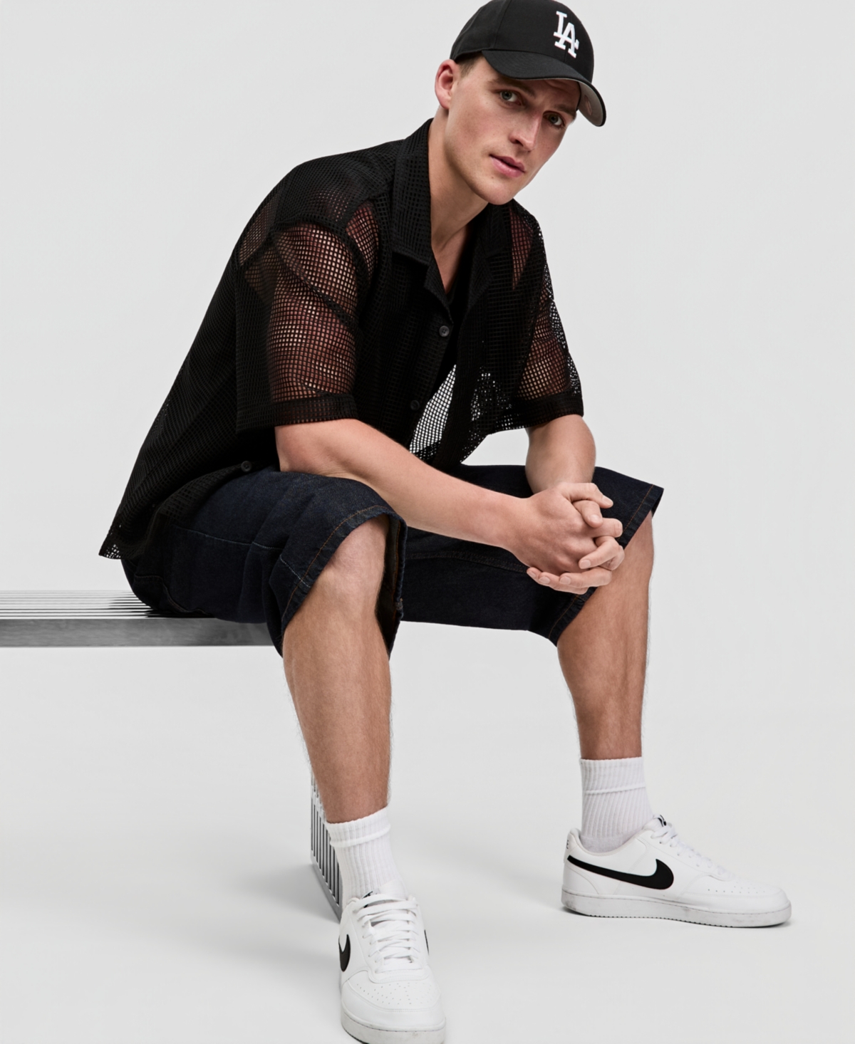 Mode of One Men's Boxy-Fit Short-Sleeve Mesh Shirt, Macy's Exclusive