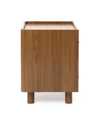 Scandinavian-Style Nightstand, Manufactured Wood End Table with 2 Drawers