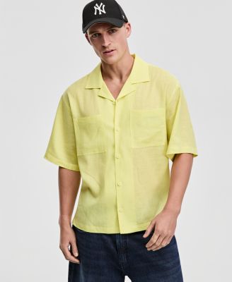 Men's Boxy-Fit Short-Sleeve Linen Shirt