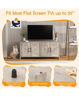 Cat Litter Box Enclosure for 2 Cats w/ Double Rooms Wooden Cat Washroom Cabinet
