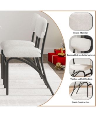 5-Piece Modern Dining Table Set for 4, Dining Table with Storage Shelf & Boucle Chairs, Marble Top, Small Spaces
