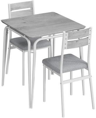 3-Piece Dining Table for 2, Space-Saving Square Kitchen Table Set with Steel Frame, Apartment or Small Space
