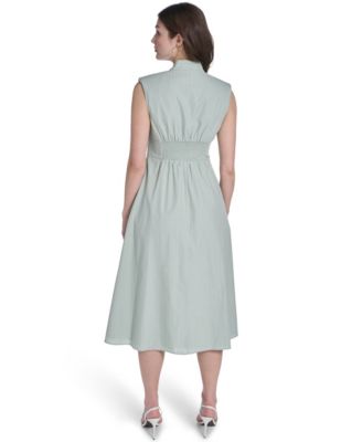 Women's Striped V-Neck Midi Dress