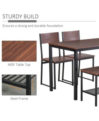 Wooden Kitchen Table and Chair Furniture with Storage Rack and Sitting Bench