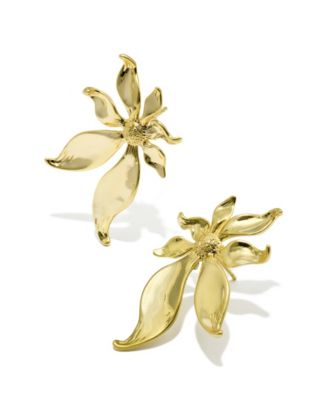 14k Gold Over Brass Scott Flower Stud Earrings
