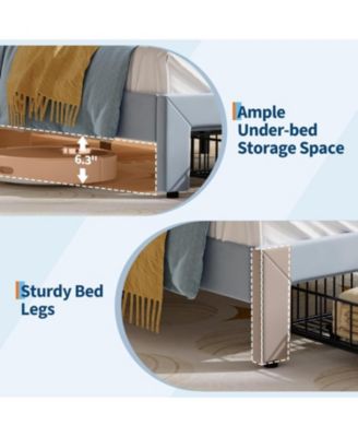 Twin Upholstered LED Bed Frame with Storage Drawer and Cat Headboard, Velvet Princess Platform Bed for Kids