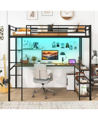 Twin Size LED Bed Frame w/ Charging Station Upholstered Headboard 4 Drawers