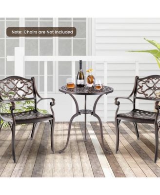 24" Round Cast Aluminum Patio Bistro Table with 2" Umbrella Hole