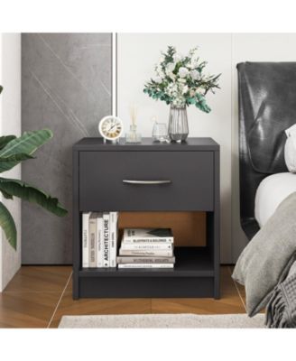 Nightstand with Drawer and Open Storage Shelf
