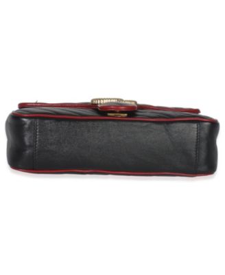 Red Black Calfskin Torchon Small GG Marmont Bag
