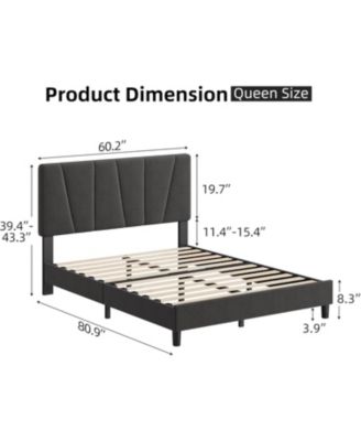 Bed Frame with Headboard, Strong Wood Slats, No Box Spring Needed, Easy Assembly