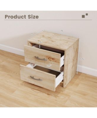 Two Drawer Nightstand Storage Table for Living Room