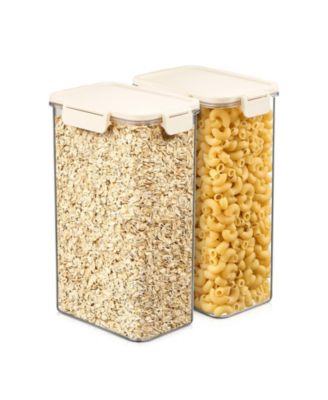 2 Pack Airtight Food Storage Container – Clear Stackable Canister for Pantry, Rice, Pasta, Cereal and Snacks