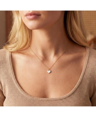 Mini Mother of Pearl Single Heart Necklace 14K Gold