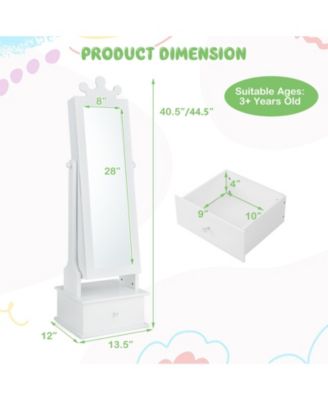 2 in 1 Kids Play Jewelry Armoire with Full Length Mirror