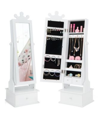 2 in 1 Kids Play Jewelry Armoire with Full Length Mirror