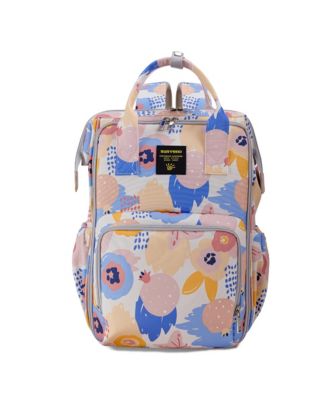 Sunveno Wide Open Frame Diaper Bag Backpack with Insulated Bottle Pockets - Pastel floral 41$