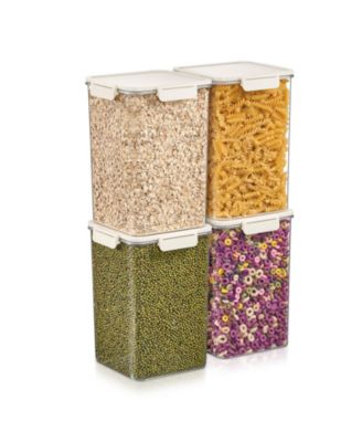 4 Pack Airtight Food Storage Containers – Clear Stackable Canister for Pantry, Rice, Pasta, Cereal and Snacks