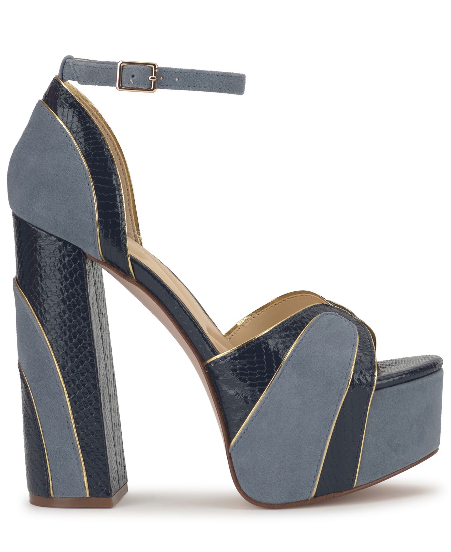 Женские сандалии Jessica Simpson Avele Platform Block Heel Dress Sandals, цвет: Пепельный синий / Золотой разноцветный — фото 2