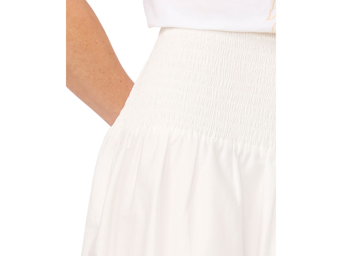 Женская юбка CeCe Smocked-Waist Embroidered A-Line Midi, цвет: Белый — фото 2