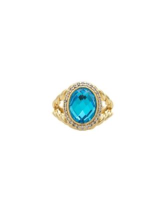 18K Gold Plated Cubic Zirconia Halo Statement Ring