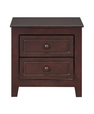 2-Drawer Nightstand, Mid Century Retro Bedside Table for Bedroom and Living Room