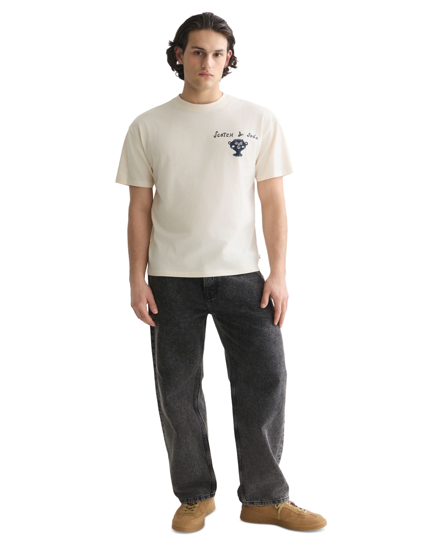 Мужская футболка SCOTCH & SODA Short-Sleeve Handpainted Graphic, цвет: Сливочный — фото 2
