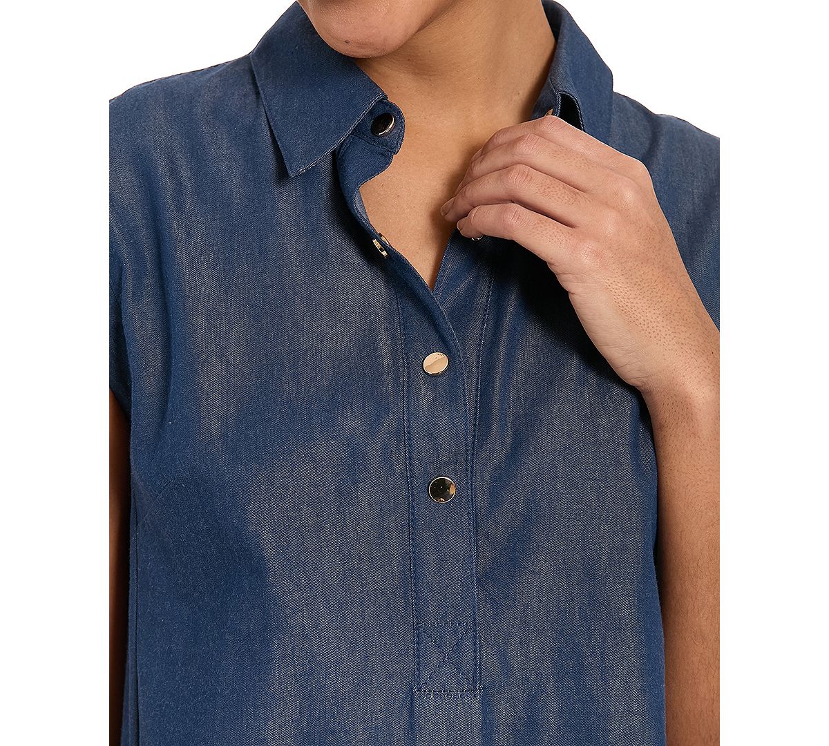 London Times Petite Cap-Sleeve Collared A-Line Dress view 3 — MAYCSS fashion products