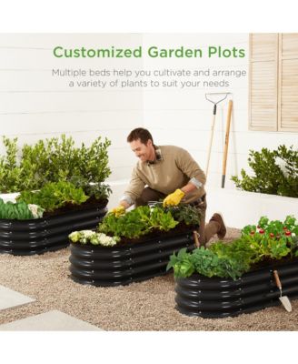 4x2x1ft Outdoor Raised Metal Oval Garden Bed, Planter Box for Vegetables, Flowers