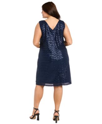 Plus Size Mix Media Sequin Detail Jacket Dress