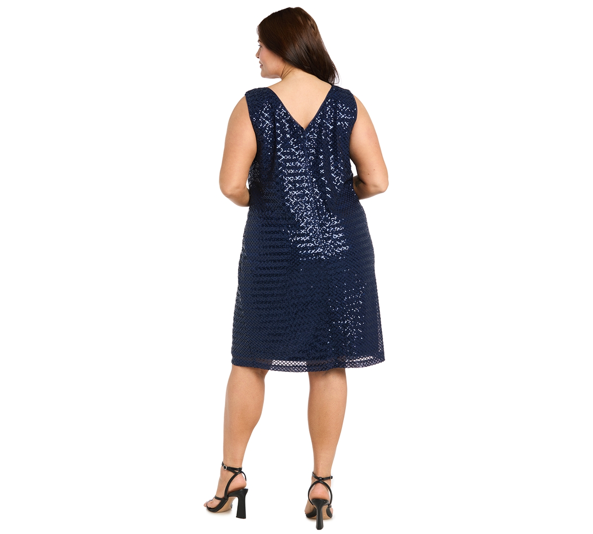 R & M Richards Plus Mix Media Sequin Detail Jacket Dress