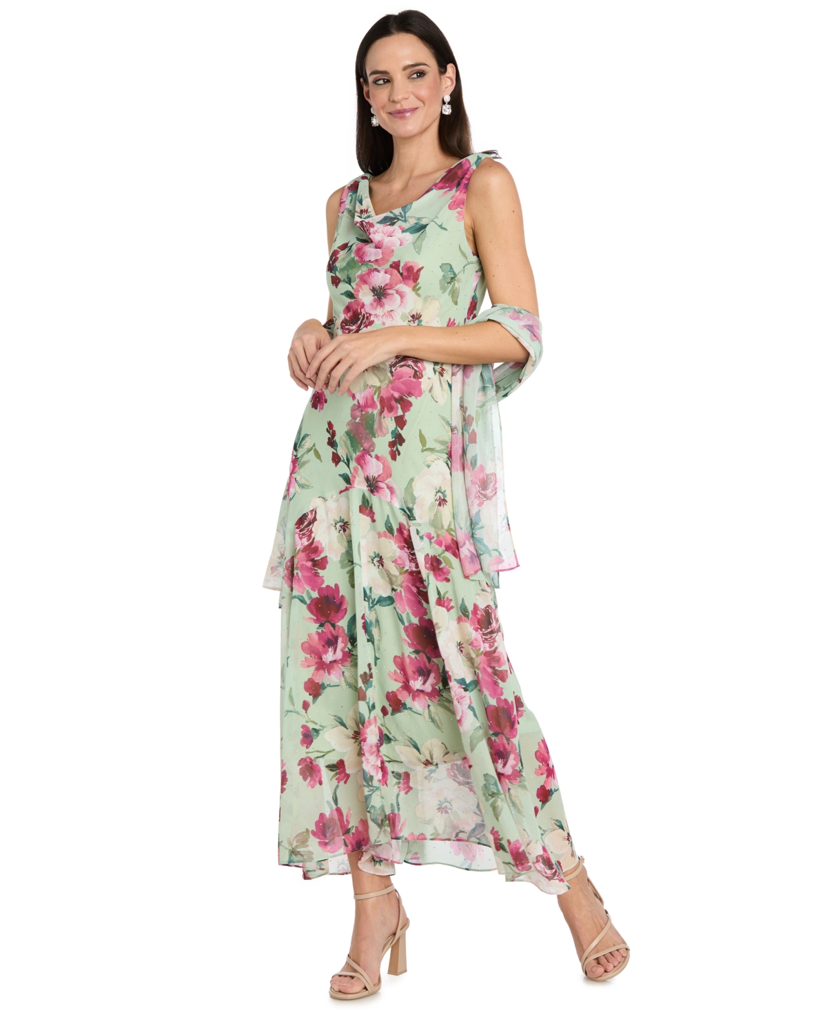 R & M Richards Petite Printed Midi Dress
