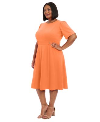 Plus Size Fit & Flare Scuba Crepe Midi Dress
