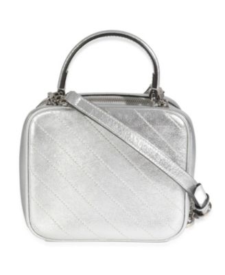 Silver Metallic Sakai Be Green Calfskin Diagonal Stitched Blondie Top Hand