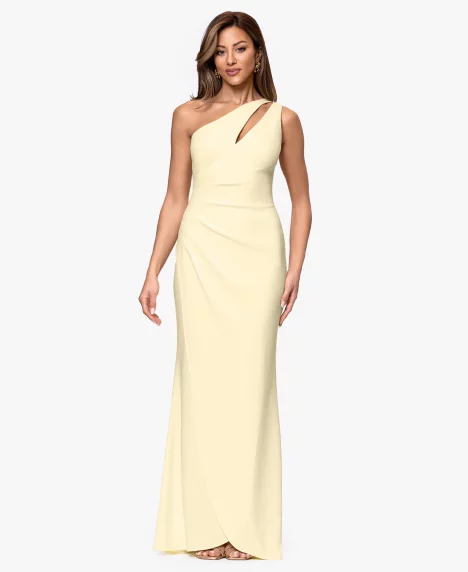 Petite One-Shoulder Sheath Gown - Butter