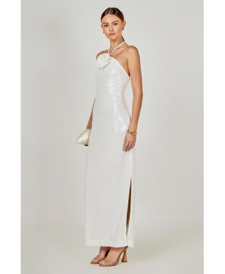 Women's Rose Haltered Sequins Maxi Dress