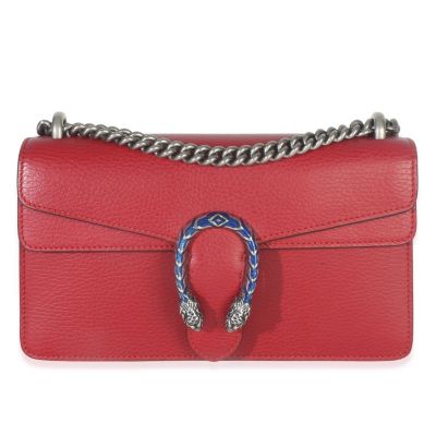 Pre-Owned Gucci Red Pebbled Calfskin Small Dionysus Shoulder Bag