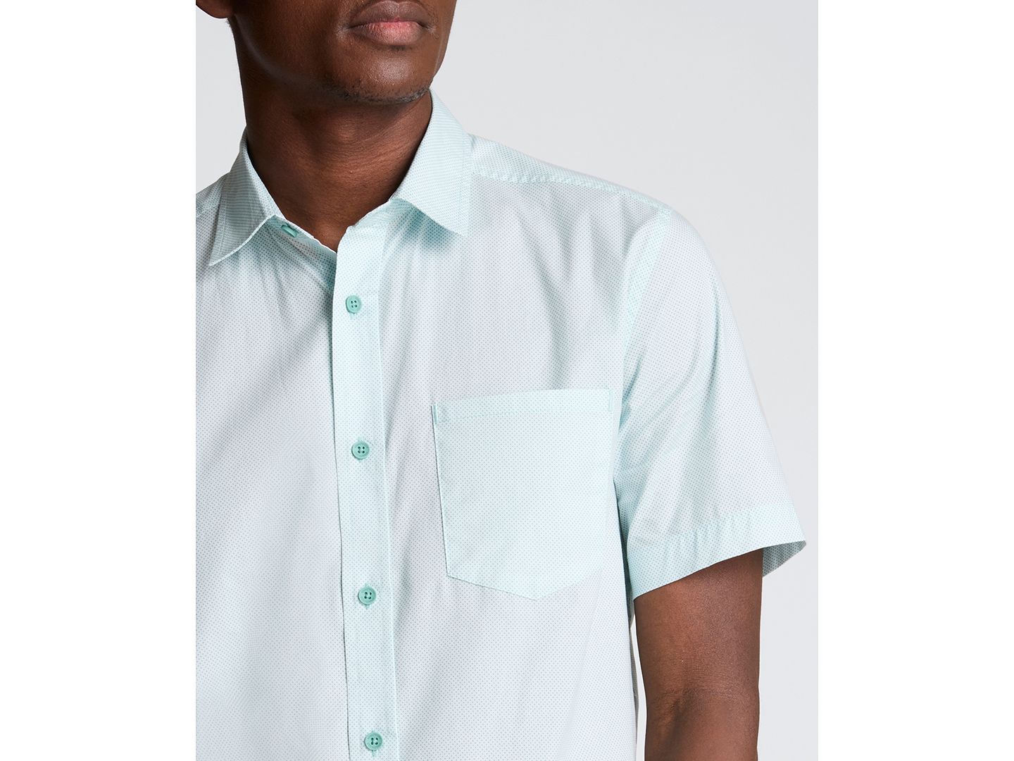 Мужская рубашка Kenneth Cole Short-Sleeve Slim-Fit, цвет: Аквамариновый — фото 4