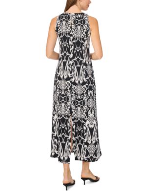 Women's Sleeveless Crew Neck Keyhole Back Maxi Dress