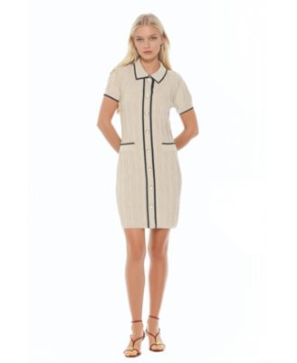 Women's Cove Collared Button Down Contrast Knit Dress