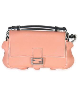Black Pink Leather Wave Double Micro Baguette