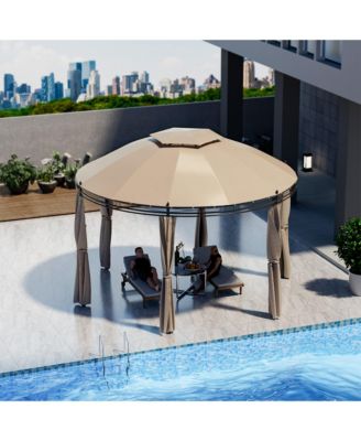 11.5' Outdoor Patio Round Dome Gazebo Canopy Shelter Double Roof Steel