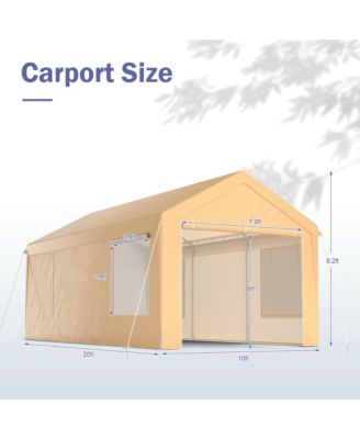 10x20 ft Heavy-Duty Steel Carport Car Canopy Shelter Sidewalls Tent Garage