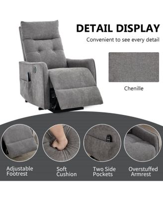 Chenille Power Lift Recliner Chair for Elderly with Massage, Heat & USB, Single Motor Electric Recliner for Seniors