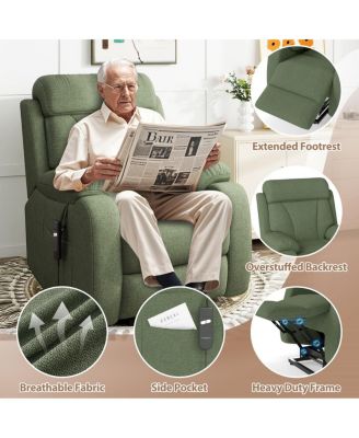 Snowflake Velvet Lift Chair for Seniors with Remote Control, Electric Recliner Sofa for Elderly, Soft Fabric Power Chair