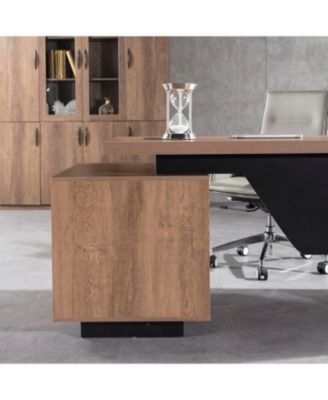 Modern Width Adjustable Home office Desk with Storage Cabinet